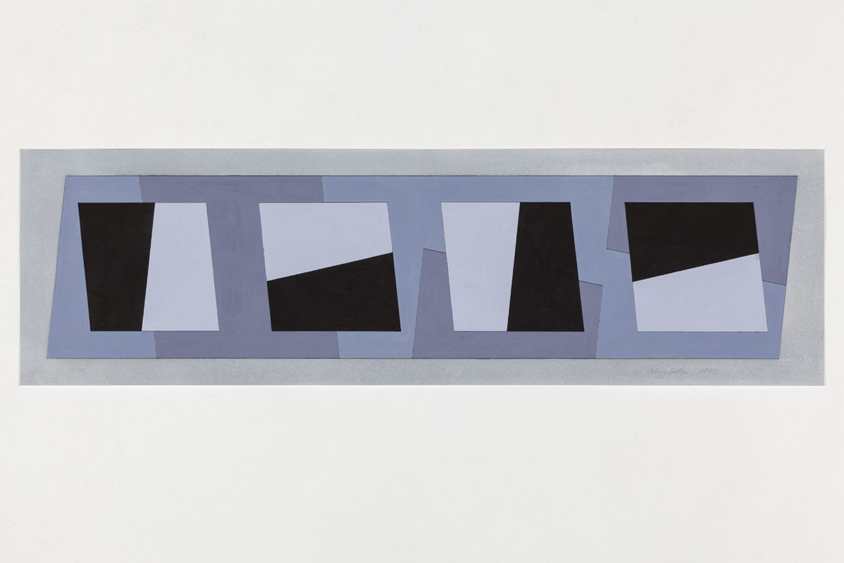 Halved Parallelograms, 199019,4 x 65,5 cm gerahmt 24 x 70 cmGouache und Tinte auf Papier
