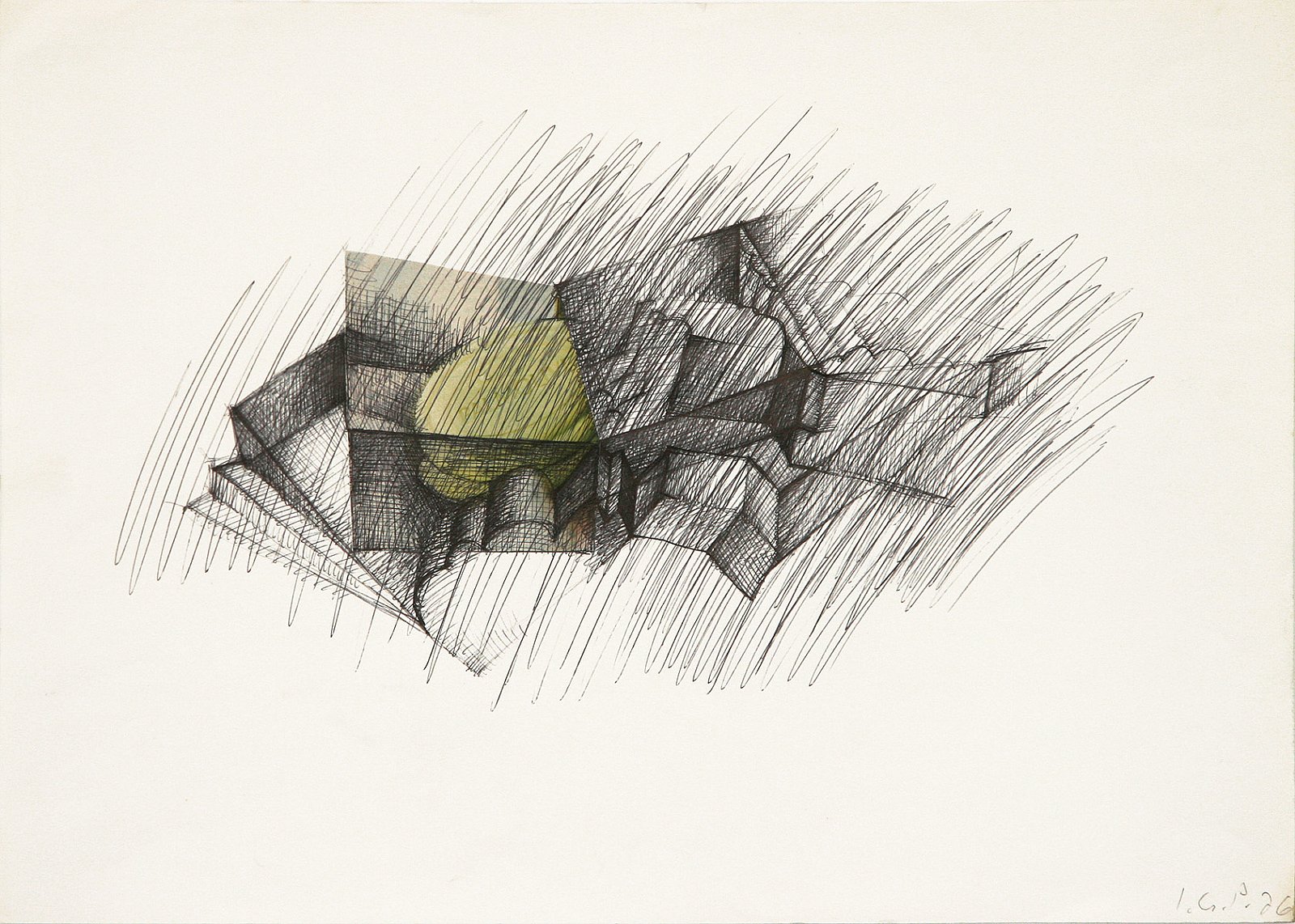 Verfund, 197634 x 48 cmKugelschreiber, Collage auf Papier