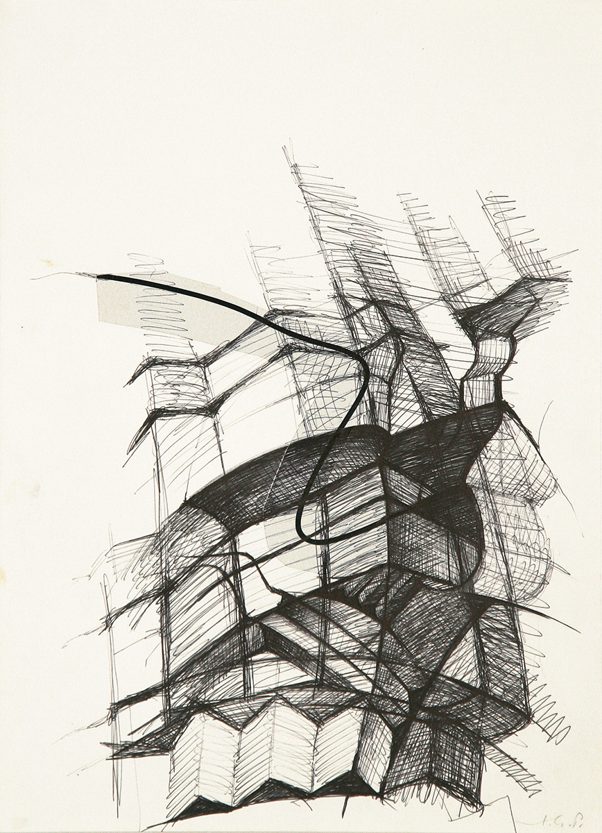 Verfund, 197641,2 x 30 cmKugelschreiber, Collage auf Papier