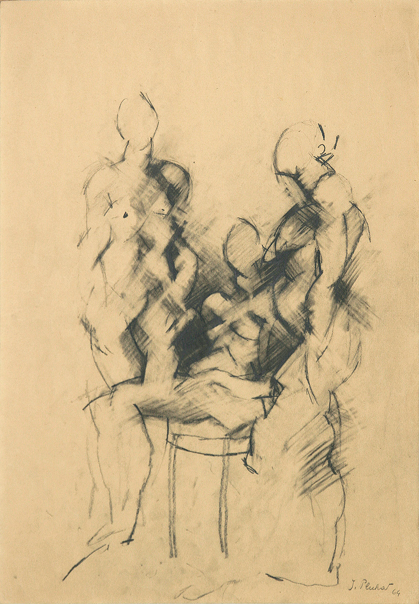 Figuren, 196445,3 x 31,5 cm in 66,5 x 48,5Bleistift auf Papier, gerahmt