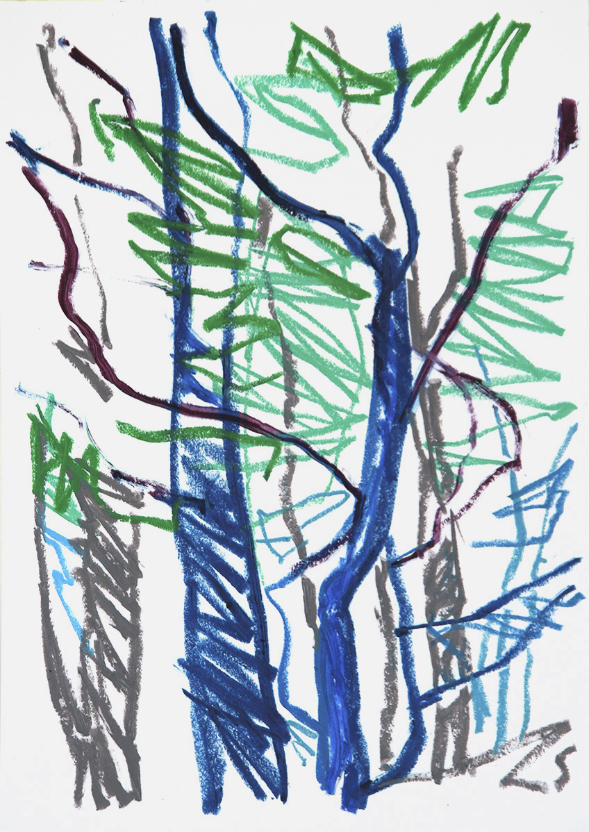 Gebäum, 201659,4  x 42 cmÖlstick auf Papier