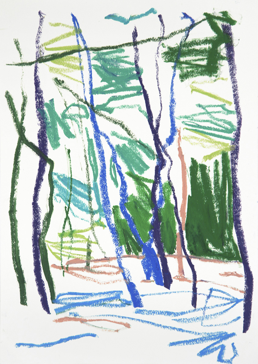 WienerWald bei KalksBurg, 201659,4  x 42 cmÖlstick auf Papier