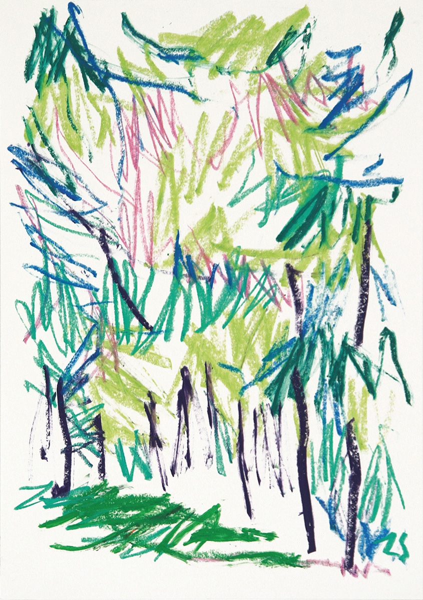 LärchenWald, 201542 x 59,4 cmOil stick on paper