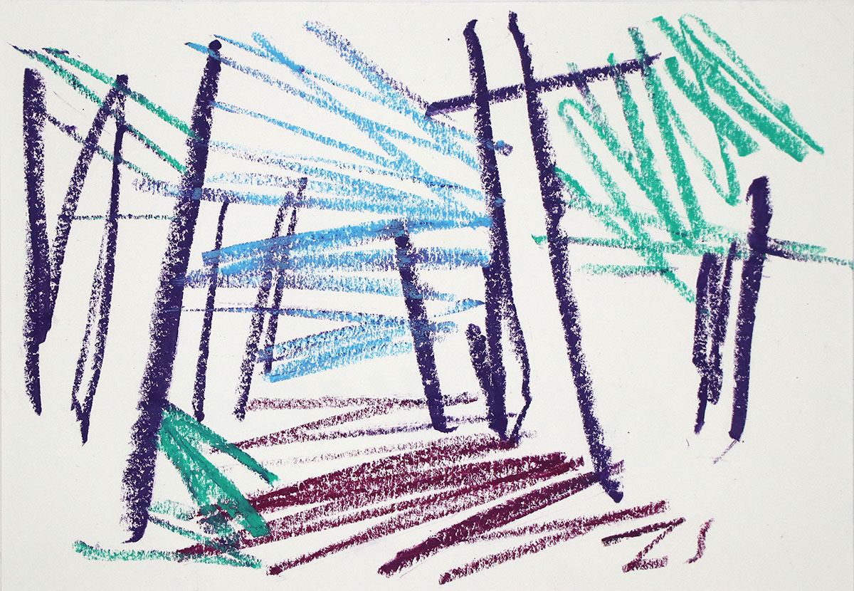 WaldRaum, 202329,7 x 42 cmOil stick on paper