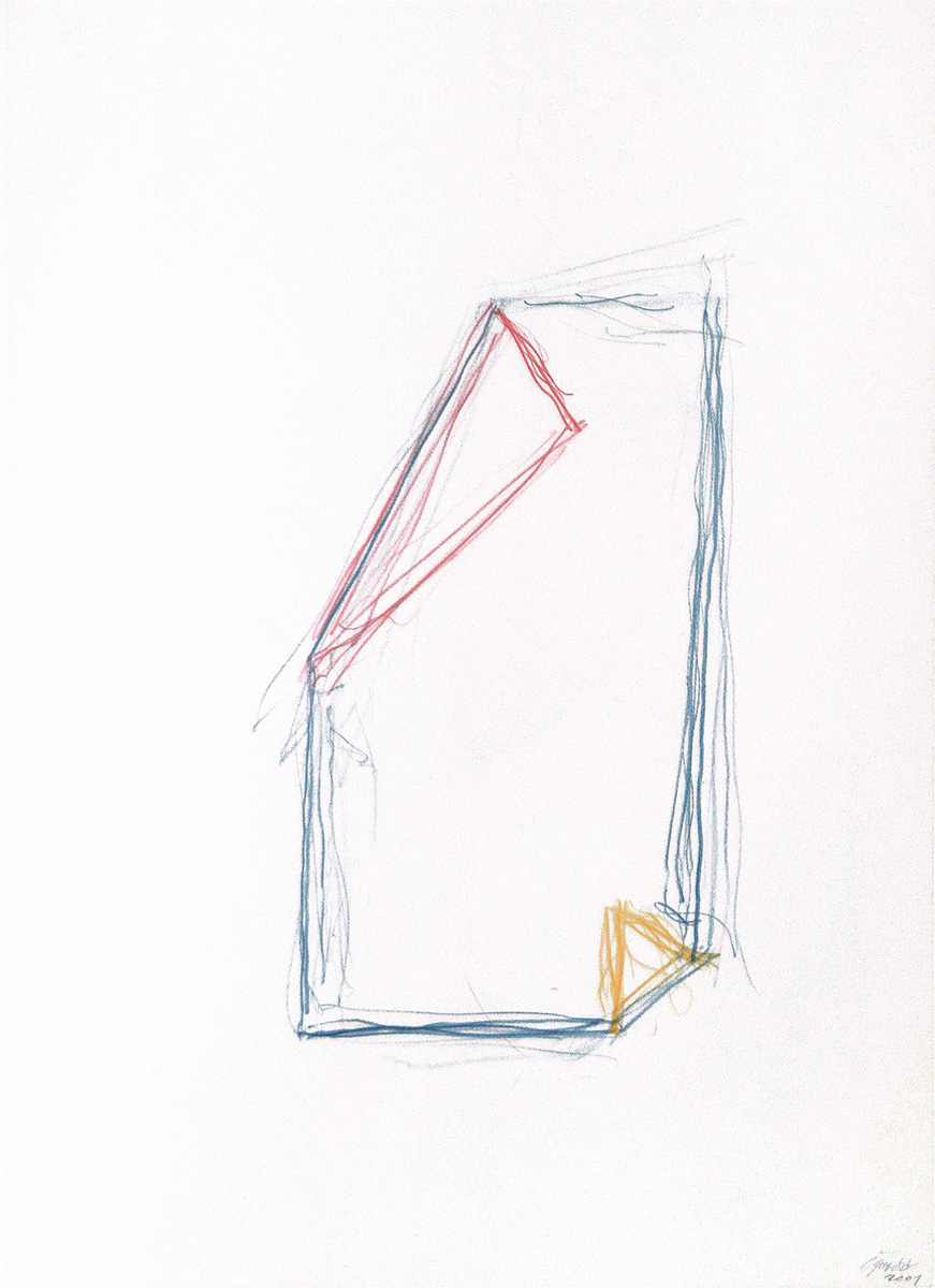 Projekt Eselsohr, 200145,5 x 33 cm auf 51,4 x 41,4 cmFarbstift auf Papier; gerahmt