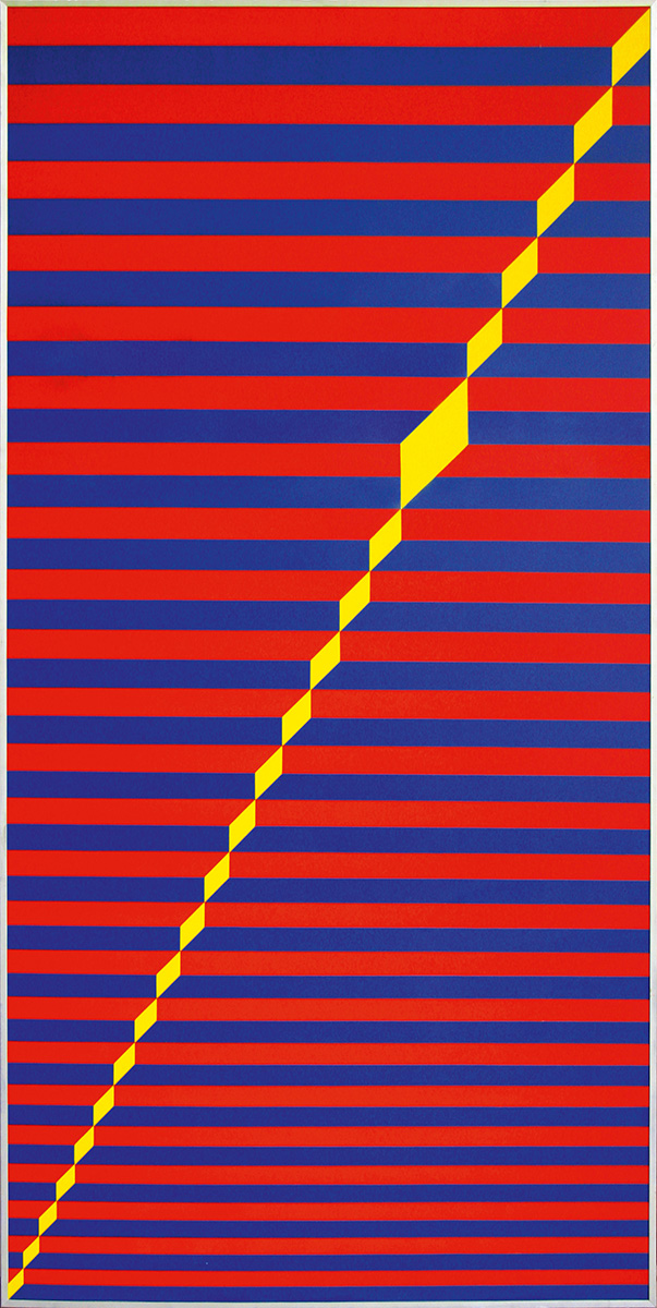 Horizontal-Diagonal, 1992/1993248,5 x 125 cmKunstharzlack auf Kunststoffplatte in Aluminium-Rahmen
