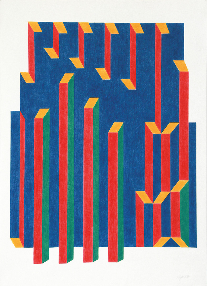 Ohne Titel, 199190 x 65 cm auf 103,6 x 78,8 cmFarbstift auf Papier, signiert; gerahmt