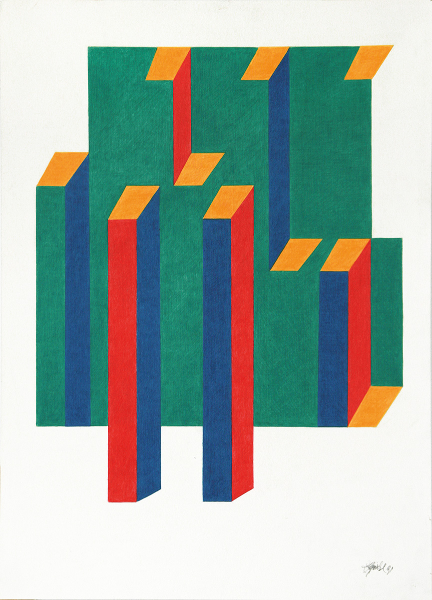 Ohne Titel, 199162,5 x 45 cm auf 76,1 x 58,6 cmFarbstift auf Papier, signiert; gerahmt