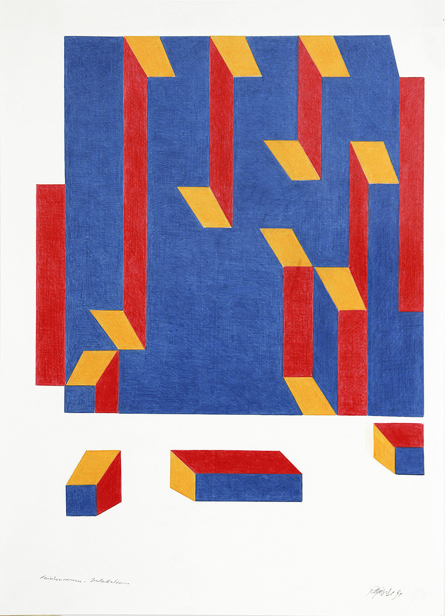 Zwischenraum Installation, 199162 x 45 cmColoured pencil on paper, signed Zwischenraum Installation, 199162 x 45 cmColoured pencil on paper, signed