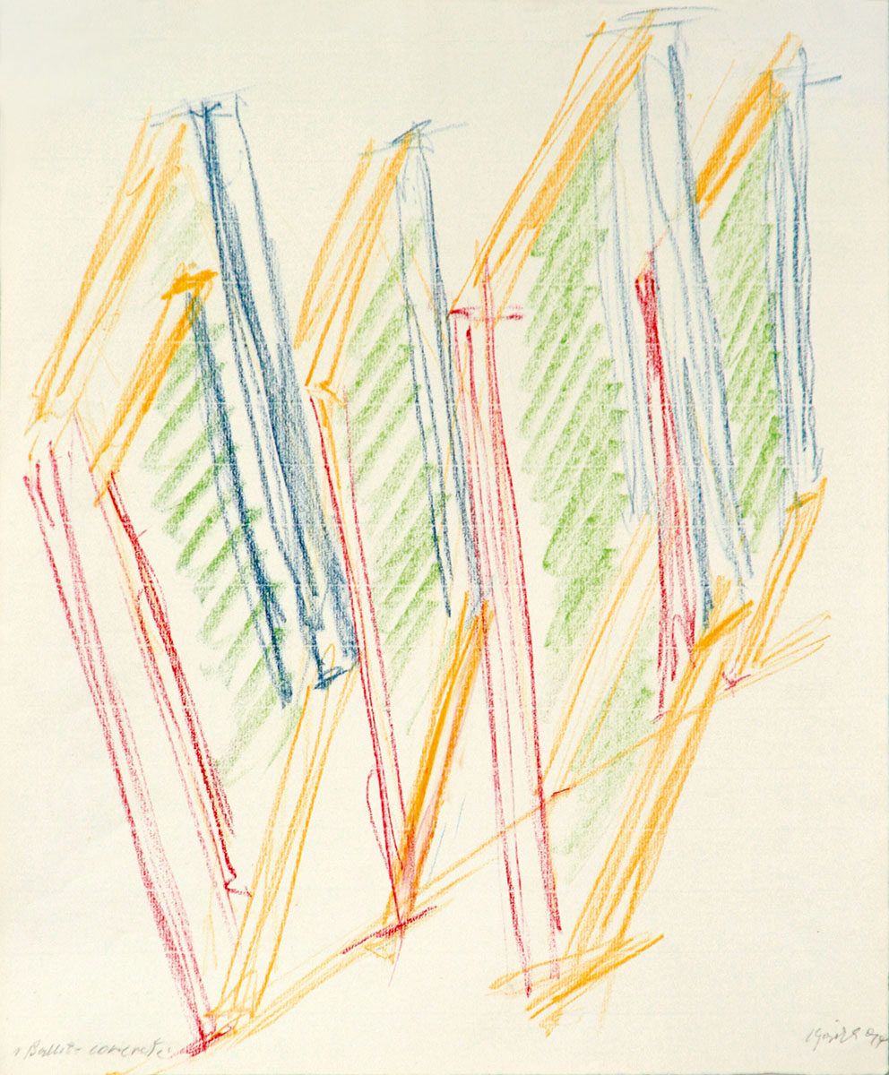 ballet concrete, 199446 x 38 cmColoured pencil on paper, signed