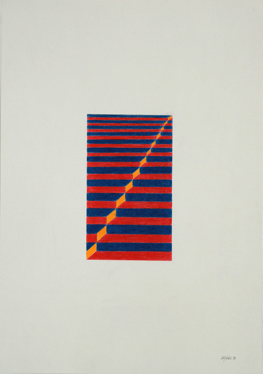 Ohne Titel, 199124,5 x 14,5 cm on 64,8 x 49,5 cmColoured pencil on paper, signed