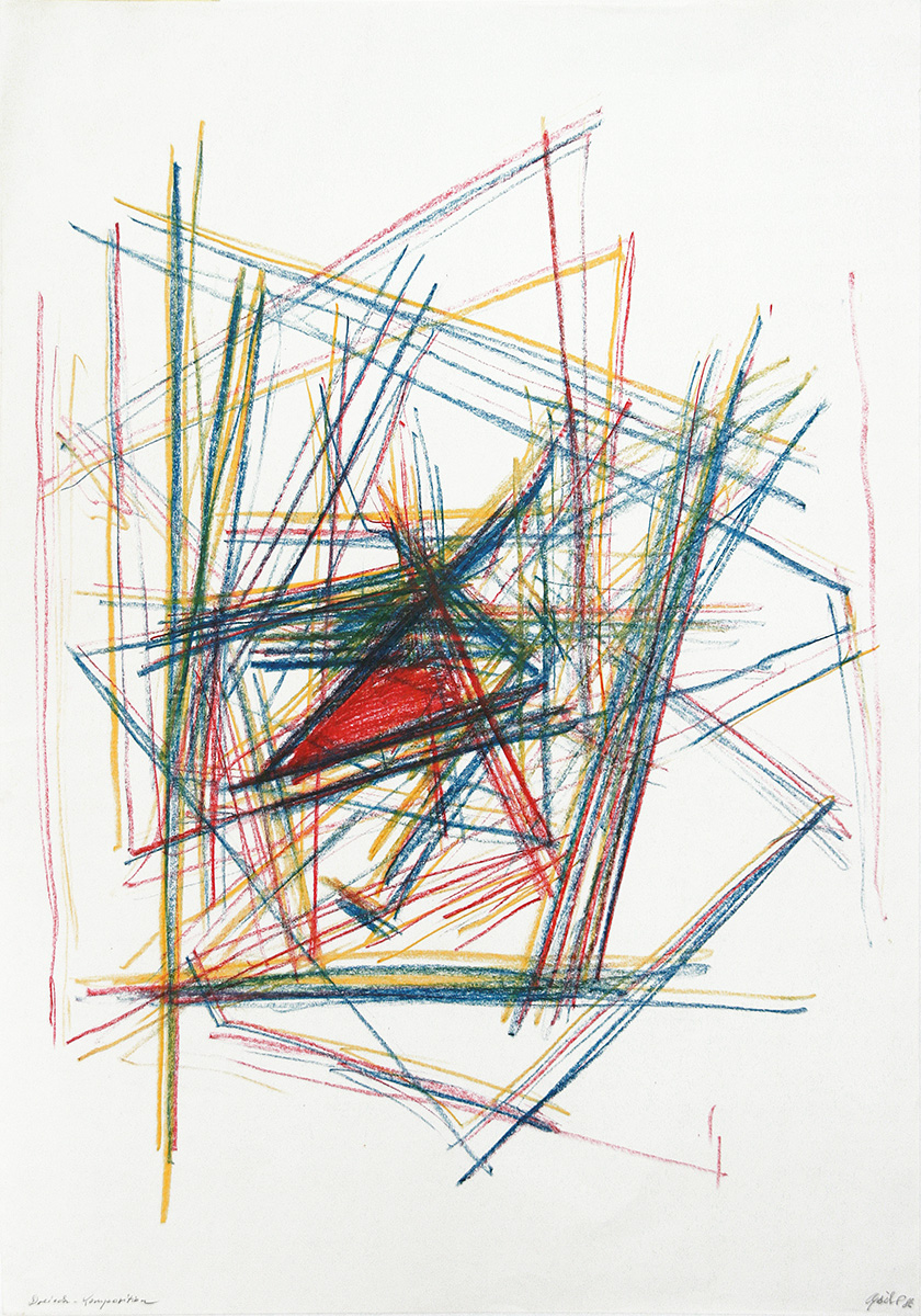 Dreieck-Komposition, 1986100 x 70 cmFarbstift auf Papier, signiert