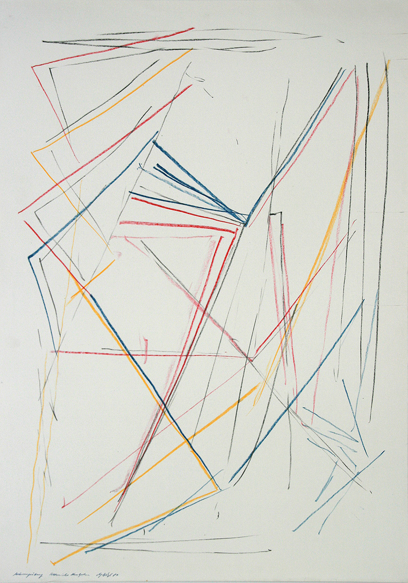 Lockerungsübung Technische Skulptur, 1984100 x 70 cmFarbstift auf Papier, signiert