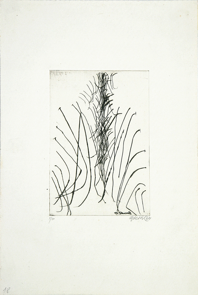 Figurenkonstruktion, 196417,6 x 12 cm auf 34,5 x 23,5 cmRadierung auf Papier, signiert; gerahmtAuflage: 20 Figurenkonstruktion, 196417,6 x 12 cm auf 34,5 x 23,5 cmRadierung auf Papier, signiert; gerahmtAuflage: 20