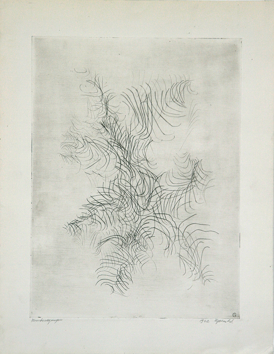 Formbewegungen, 196239,5 x 29,5 cm auf 50 x 38,5 cmRadierung auf Papier, signiert Formbewegungen, 196239,5 x 29,5 cm auf 50 x 38,5 cmRadierung auf Papier, signiert