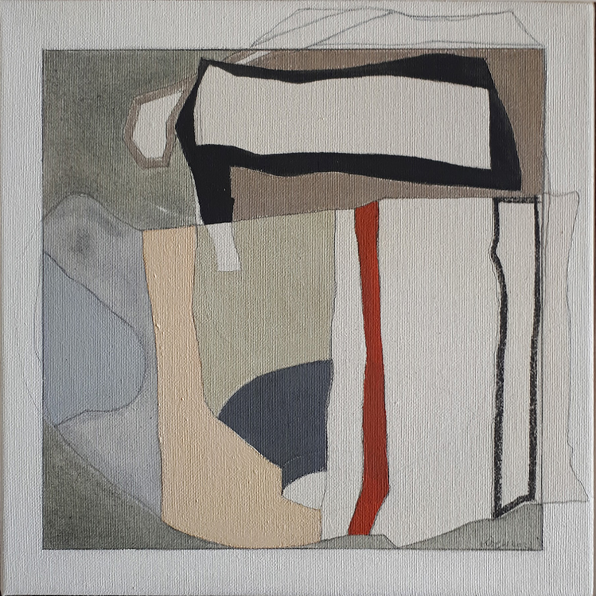 Ohne Titel, 202230 x 30 cm in 34 x 34 cmMischtechnik auf Baumwolle; gerahmt