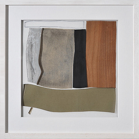 Ohne Titel, 201230 x 30 cm in 42,5 x 42,5 cmSchichtung, Collage Mischtechnik; gerahmt