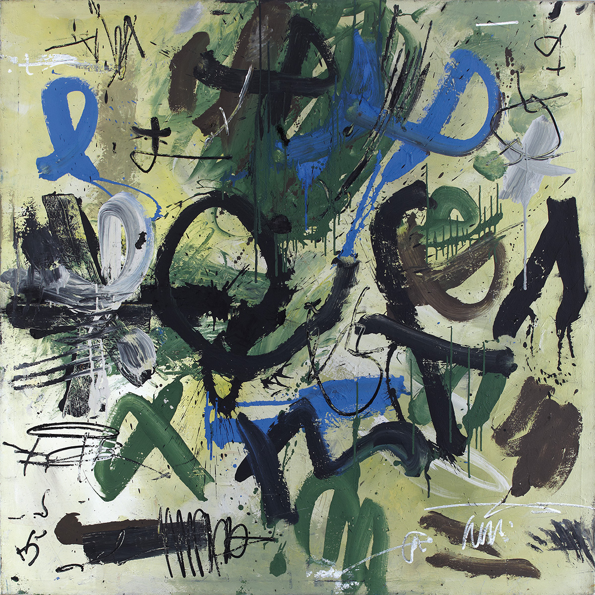 Aufbruch, Lichterwartung, Hoffnung;  Gestern + Morgen = Jetzt, 1978150 x 150 cmMixed media on canvas