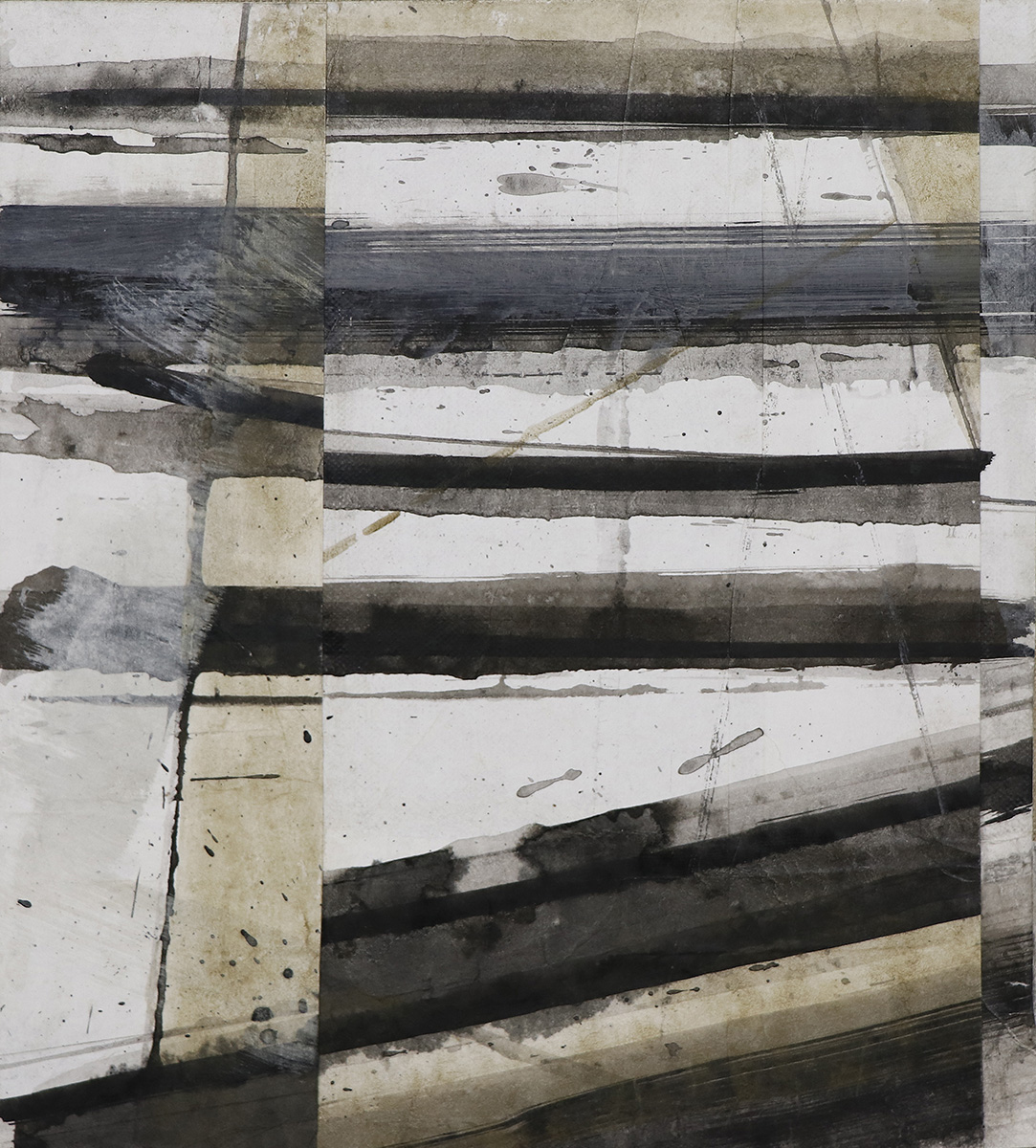pleats#6, 202023 x 21 x 5 cmMixed media, paper on canvas, on wood