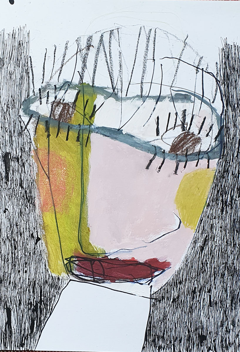 Serie Imago (imaginierte Selbstportraits), 202142 x 29,5 cmMixed media on paper