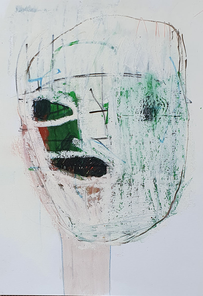 Serie Imago (imaginierte Selbstportraits), 202142 x 29,5 cmMixed media on paper