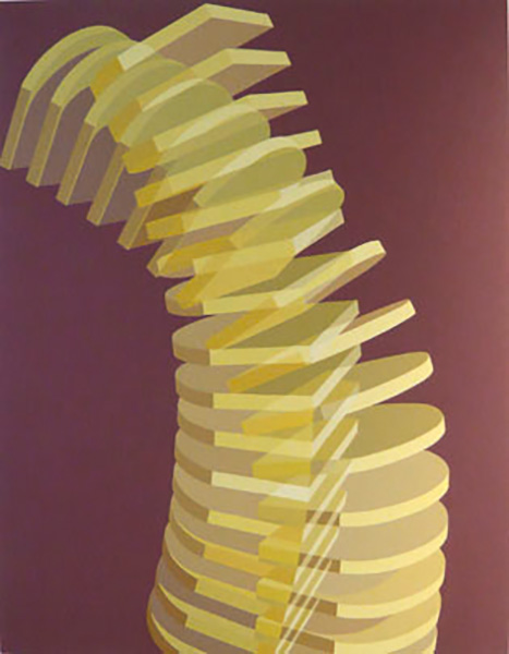 Durchdringung zweier ”Prechtl-Raupen”, 1993135 x 105 cmAcryl auf Leinwand
