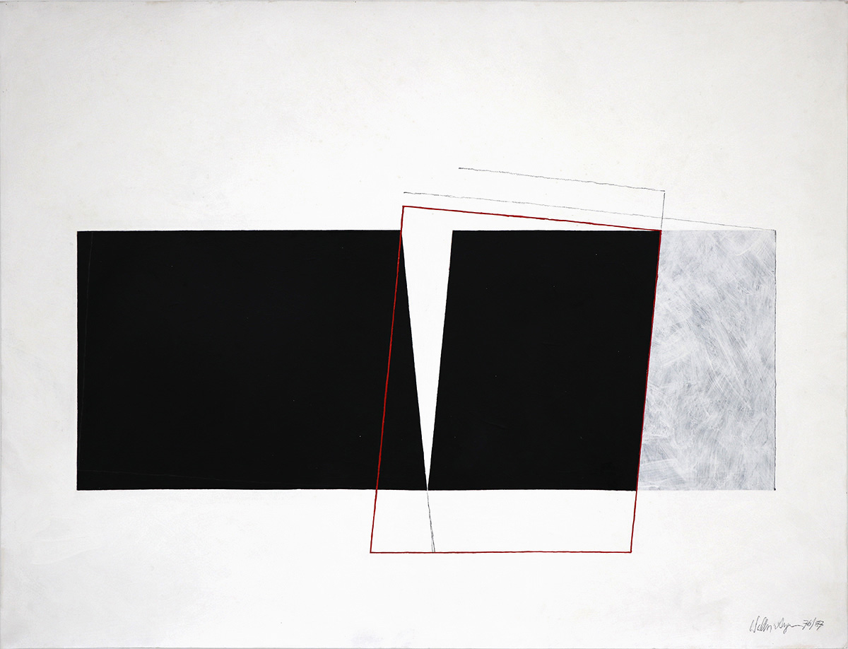Konstruktion 1, 1976/198764 x 84 cm in 66,9 x 86,3 cmAcrylic, graphite on drawing board; framed in museum glass