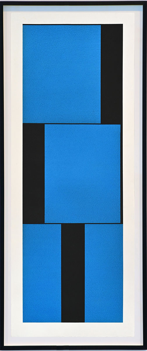 Scarpa Blau, 200298 x 37 cm in 104 x 43 cmAcryl und Reisskohle auf Papier; gerahmt, Museumsglas