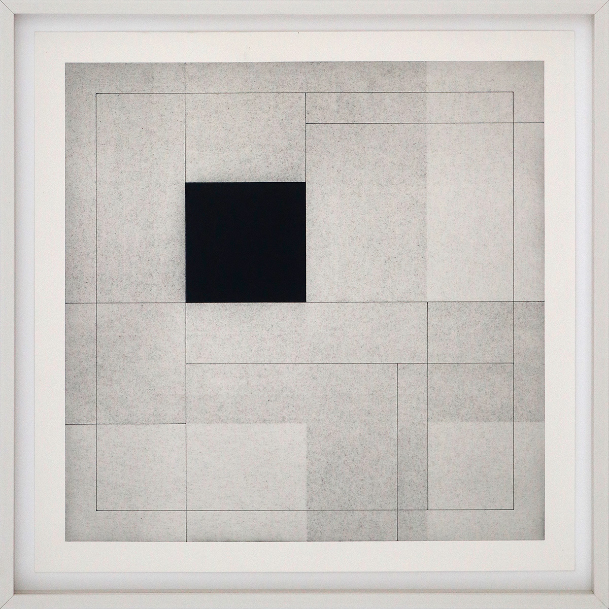 p.m. II/1, 200340 x 40 cm in 51 x 51 cmCharcoal and ink on paper; framed, museum glass 