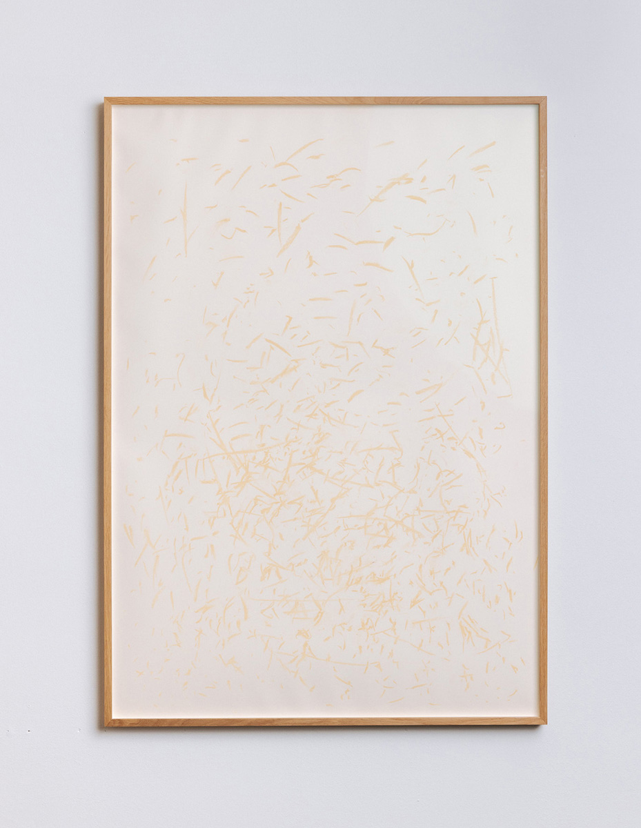 John Cage: études australes 1 , 2022100 x 70 cm in 102,2 x 72,2 cmWachskreide auf Papier; gerahmt in Museumsglas