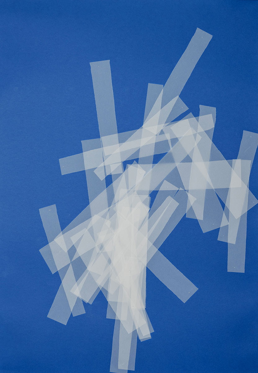 Rommé, 2023100 x 70 cmCollage, transparent paper on paper, 33 knots