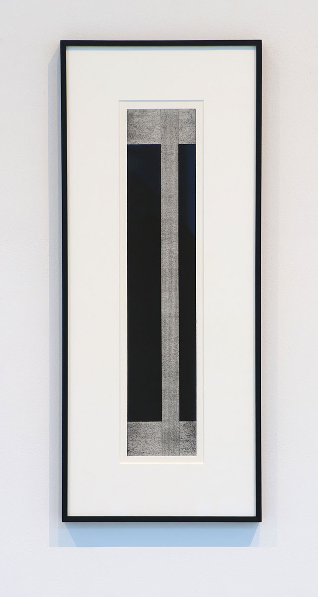 COLUMN 4, 199650 x 10 cm in 69 x 30 cmAcrylic and charcoal on paper; framed, museum glass