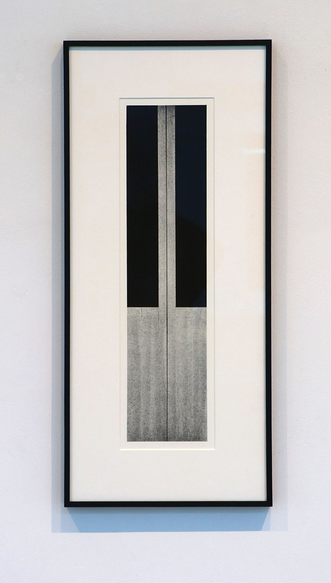 COLUMN 3, 199650 x 12 cm in 69 x 30 cmAcrylic and charcoal on paper; framed, museum glass