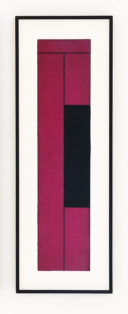 COLUMN (Kaminrot3, 199670 x 16 cm in 83,4 x 29,4 cmAcrylic and charcoal on paper; framed, museum glass