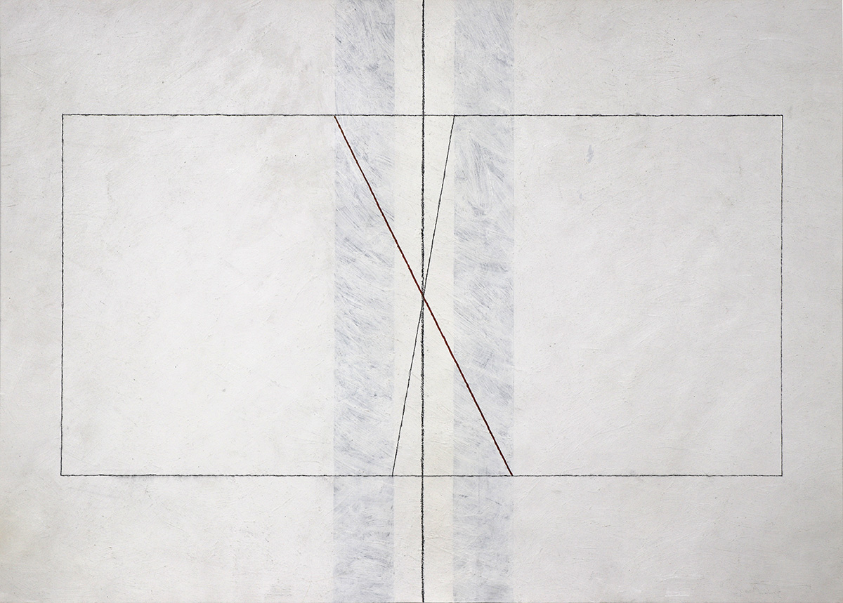 Symmetrie-Asymmetrie 2, 1977/201049 x 69,5 cm in 55,4 x 75,4 cmGouache, pencil, cryon on drawing board; wooden framework, museum glass Symmetrie-Asymmetrie 2, 1977/201049 x 69,5 cm in 55,4 x 75,4 cmGouache, pencil, cryon on drawing board; wooden framework, museum glass