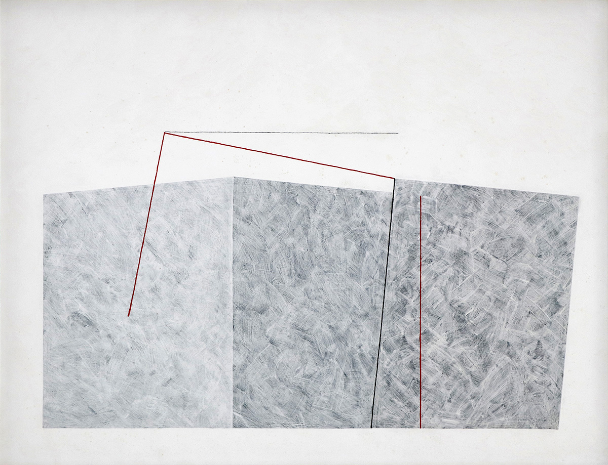 Konstruktion, 200364 x 84 cm in 66,9 x 86,3 cmDispersion, graphite, crayon, felt pen on drawing board; framed in museum glass Konstruktion, 200364 x 84 cm in 66,9 x 86,3 cmDispersion, graphite, crayon, felt pen on drawing board; framed in museum glass