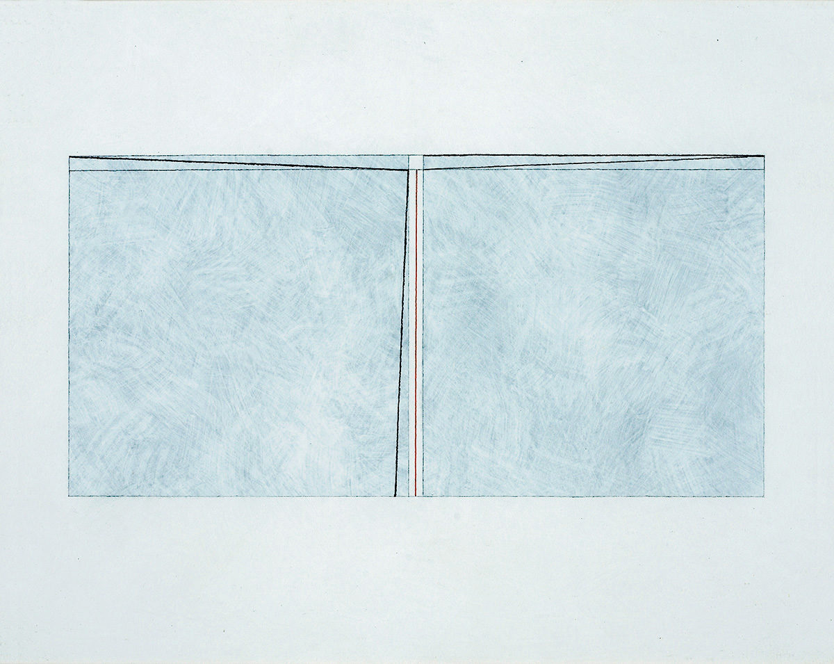 Symmetrie-Asymmetrie (3), 200148 x 60 cmAcryl, Grafit, Kreide, Filzstift auf Zeichenkarton; gerahmt in Museumsglas