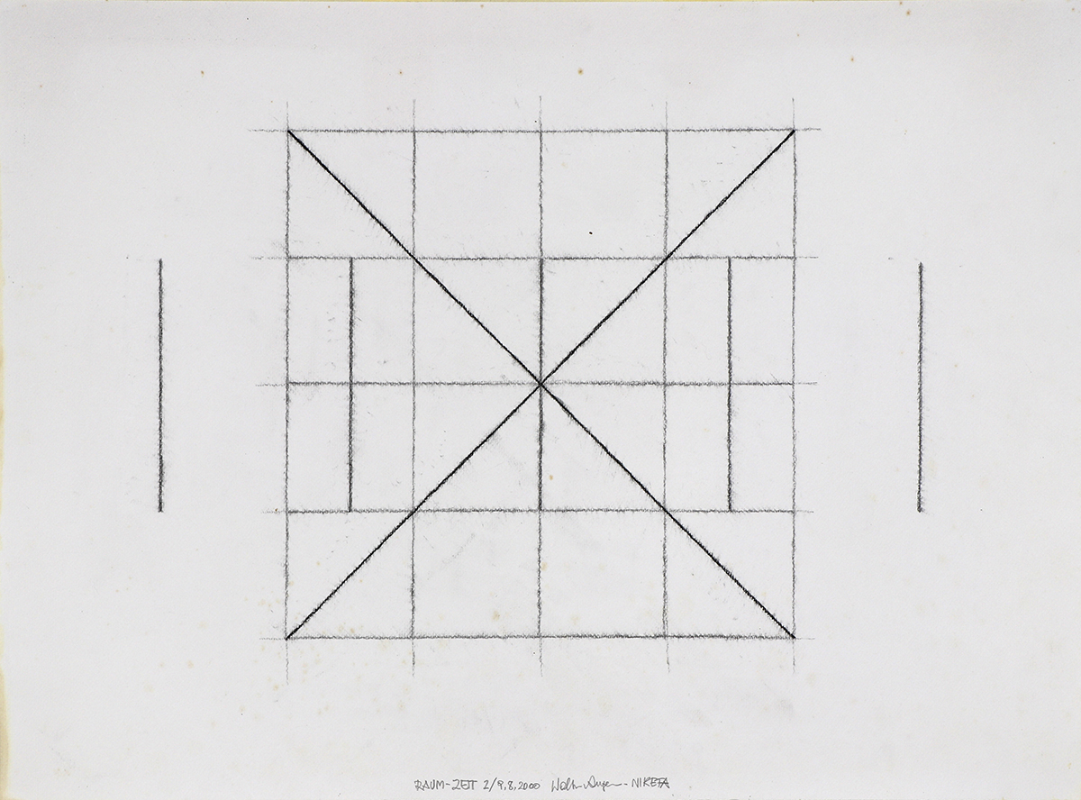 RAUM - ZEIT 2, 200043 x 58 cm in 45,5 x 60 cmKohle und Grafit auf Zeichenpapier; Holzrahmen, Museumsglas