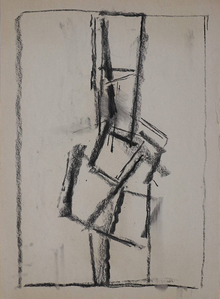 Figur, undated/unsigned57,2 x 40 cm in 71,1 x 53,6 cmCharcoal on paper; wooden framework, museum glass