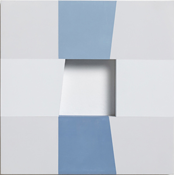 THREE IDENTICAL SHAPES: VERTICAL AXIS (A), 201630 x 30 x 4,5 cmAcrylic with marble powder on plywood THREE IDENTICAL SHAPES: VERTICAL AXIS (A), 201630 x 30 x 4,5 cmAcrylic with marble powder on plywood