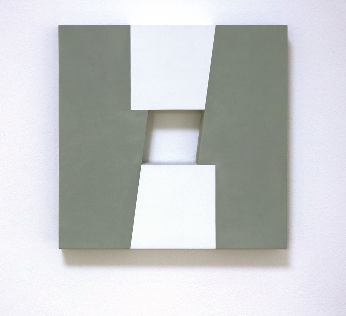 Two Identical Shapes Grey-Green and White, 201537,6 x 37,6 x 5 cmAcrylic with marble powder on plywood Two Identical Shapes Grey-Green and White, 201537,6 x 37,6 x 5 cmAcrylic with marble powder on plywood