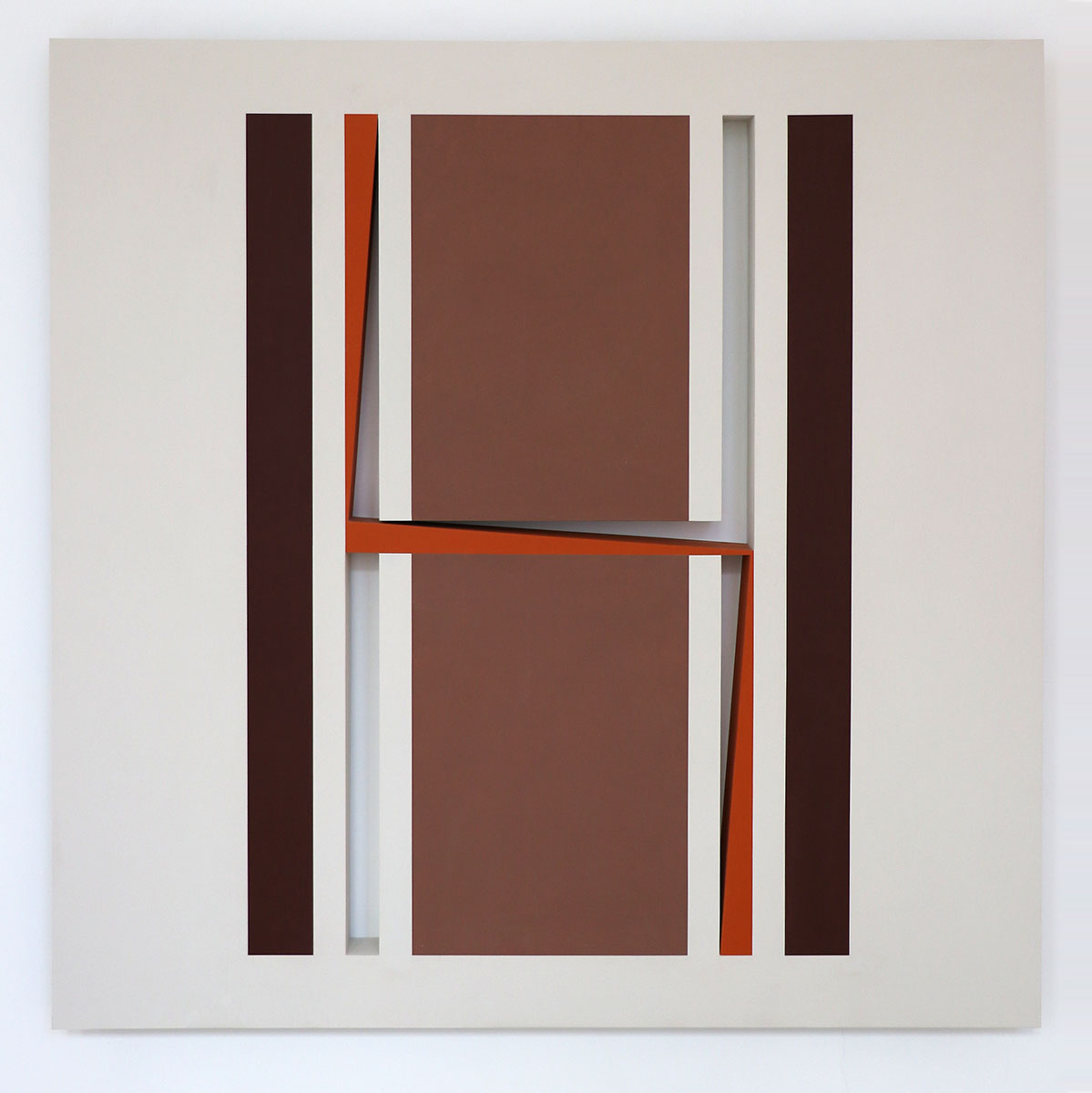 Transition from left to right: verticals, 2014122 x 122 x 8,9 cmAcrylic with marble powder on plywood Transition from left to right: verticals, 2014122 x 122 x 8,9 cmAcrylic with marble powder on plywood