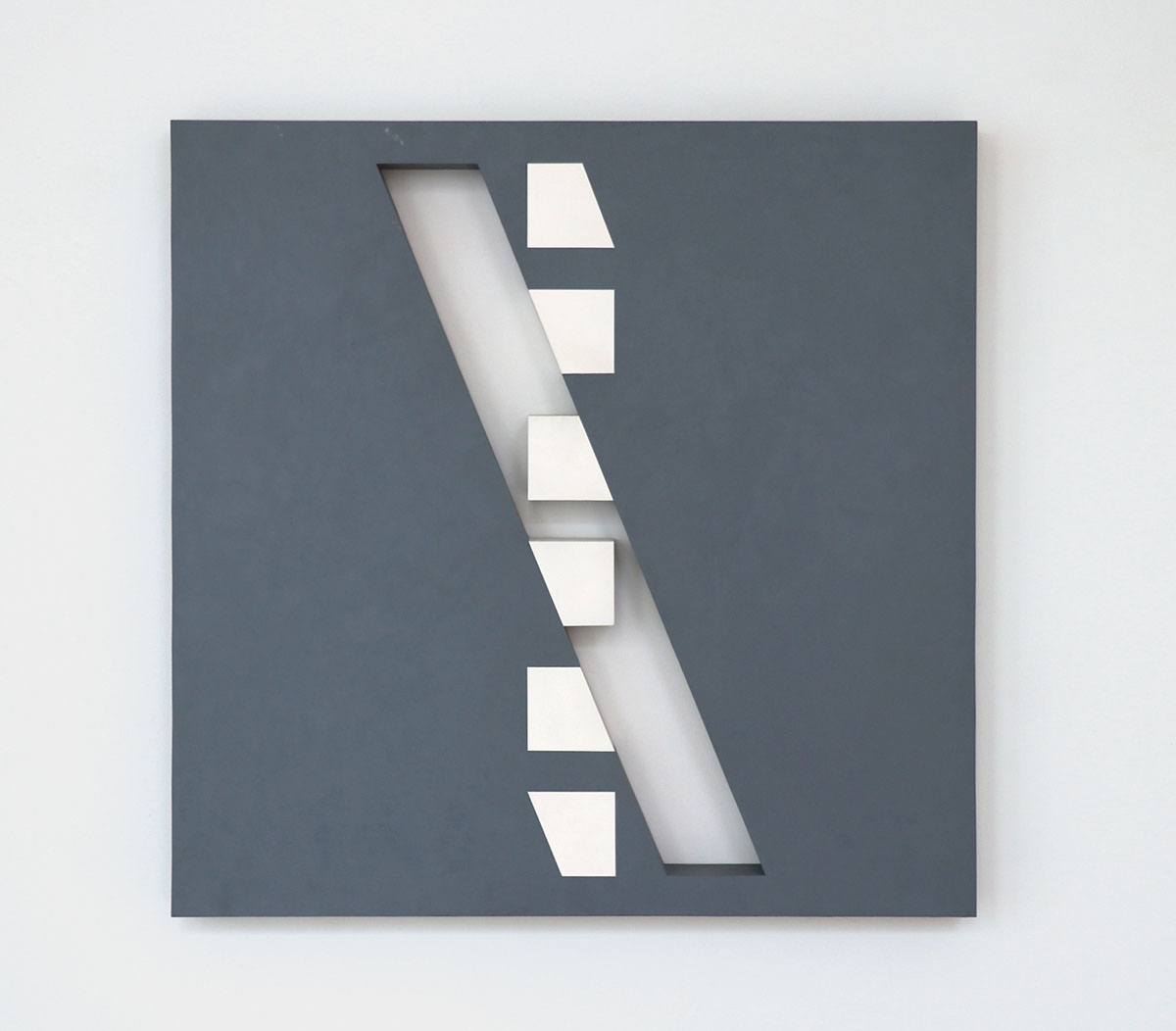 Vertical Cascade on Grey, 201466,5 x 66,5 x 5 cmAcrylic with marble powder on plywood Vertical Cascade on Grey, 201466,5 x 66,5 x 5 cmAcrylic with marble powder on plywood