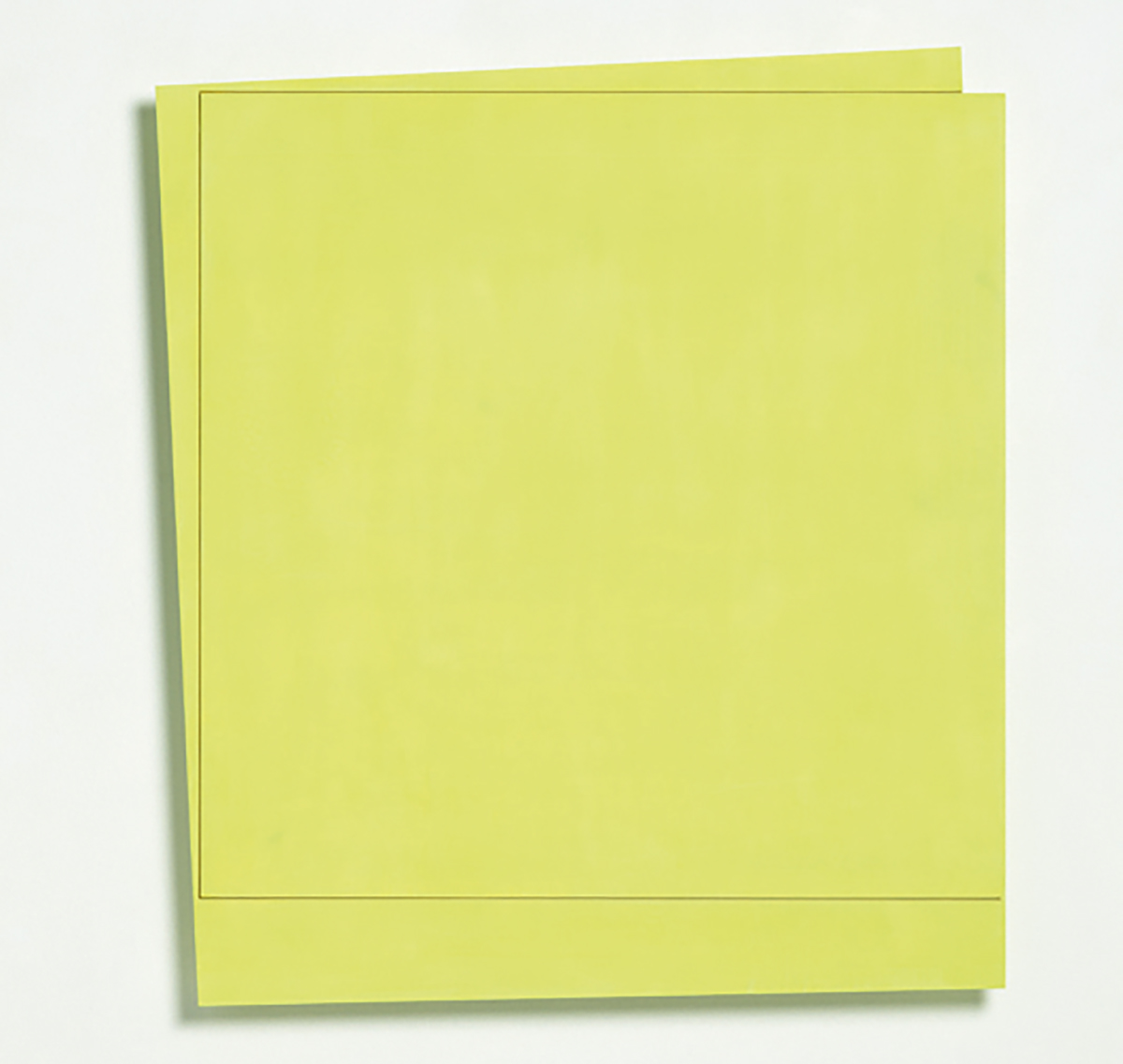Folded Rectangle, with Square (Yellow), 201189 x 79 x 4,8 cmAcrylic with marble powder on plywood Folded Rectangle, with Square (Yellow), 201189 x 79 x 4,8 cmAcrylic with marble powder on plywood