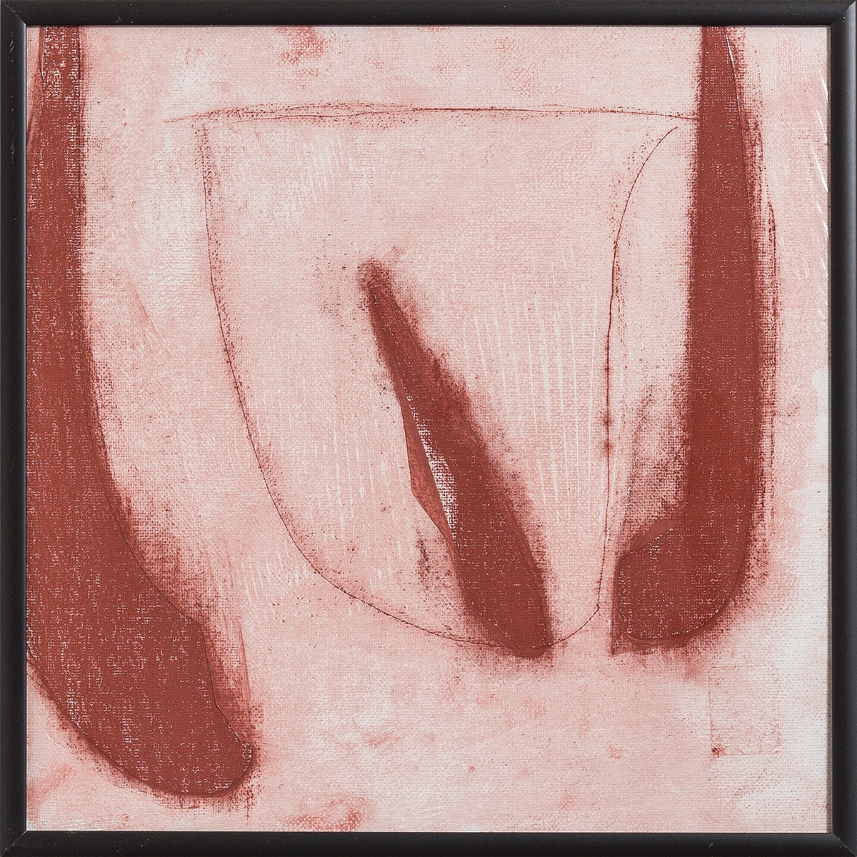 Frottements rouge 2, 201730 x 30 cmLeinwand auf Karton, einfoliert, Rötel-Pastellkreide;Alu-Wechselrahmen