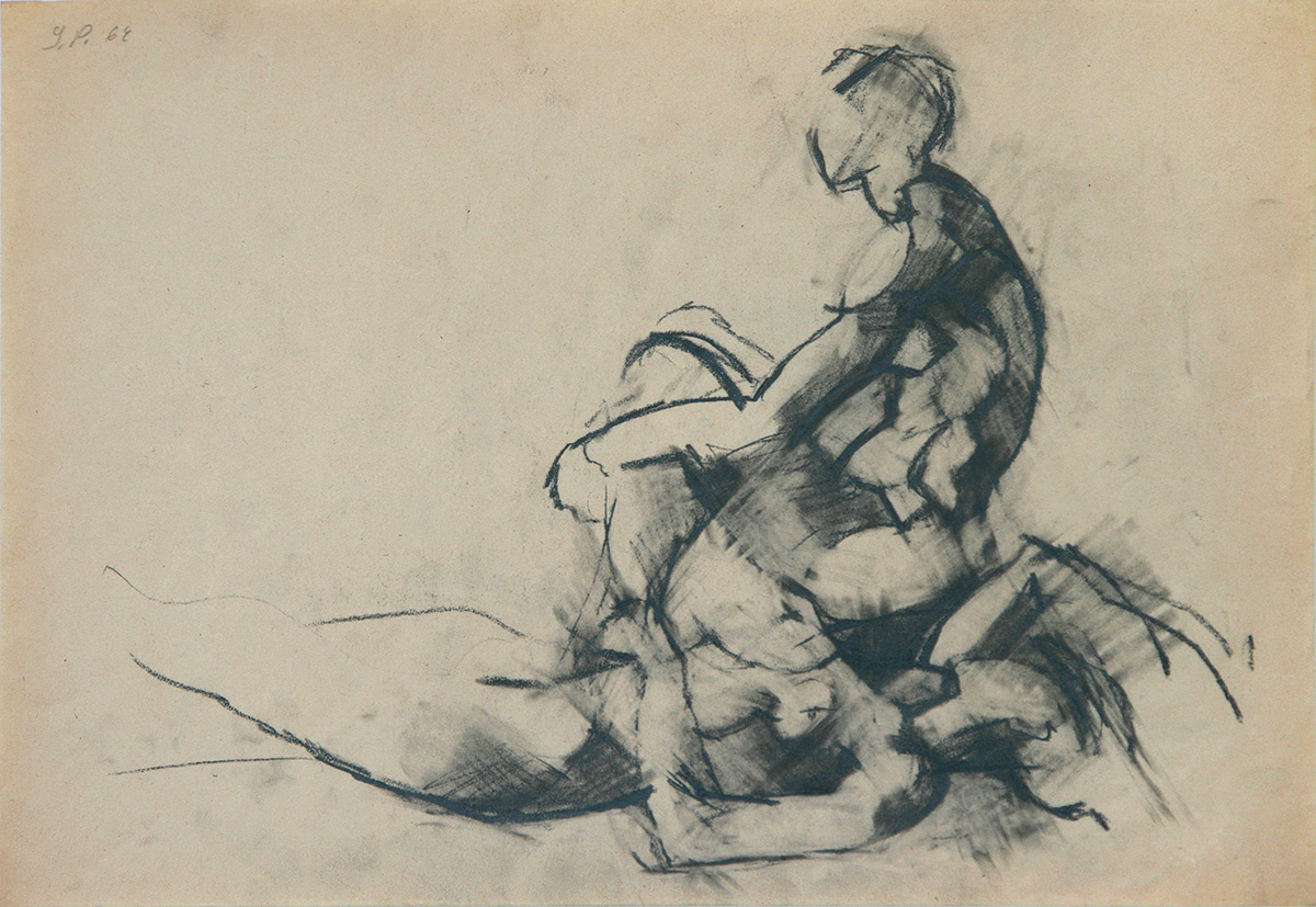 Figuren, 196431,5 x 45,3 cm in 48,5 x 66,5Bleistift auf Papier, gerahmt