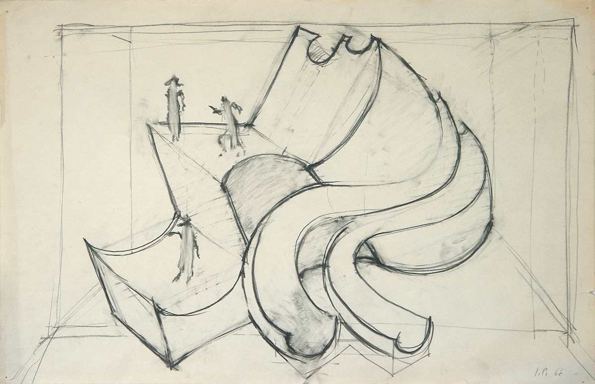 Kulisse, 196632,5 x 50 cm in 48,5 x 66 cmBleistift auf Papier; gerahmt