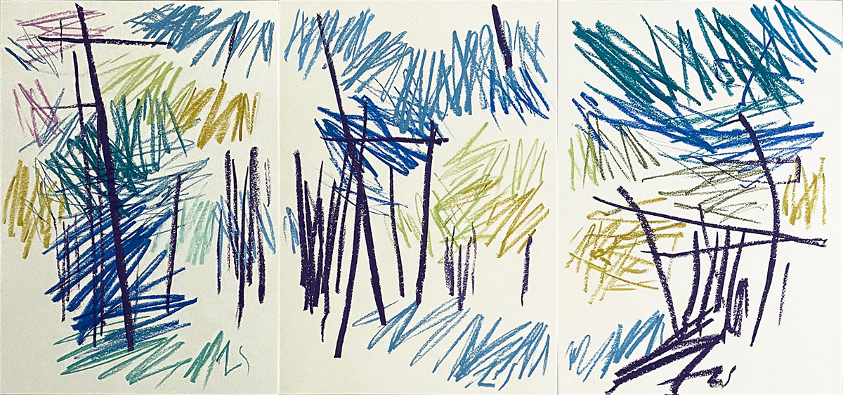 WienerWaldRaum_Maurer Berg, 202359,5 x 124,5 x 3,5 cmOil stick on paper, on wood