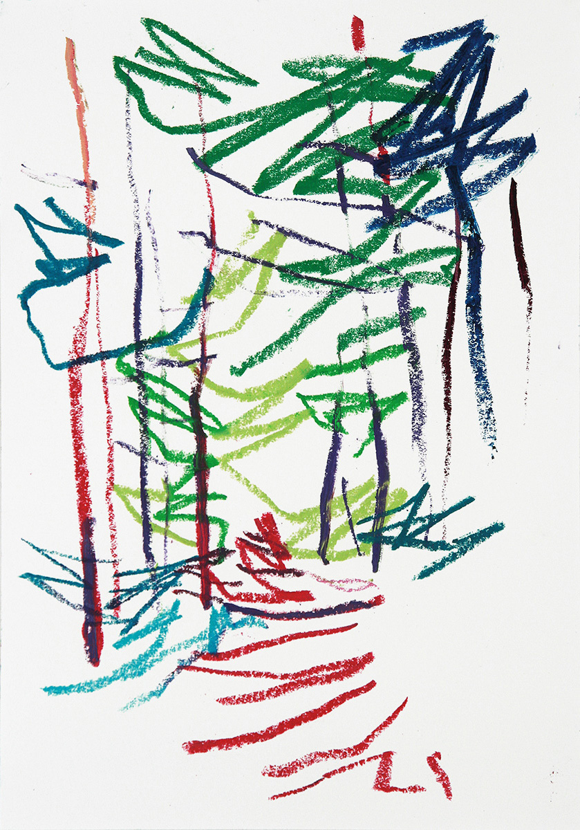 JungWaldWeg, 201642 x 59,4 cmOil stick on paper