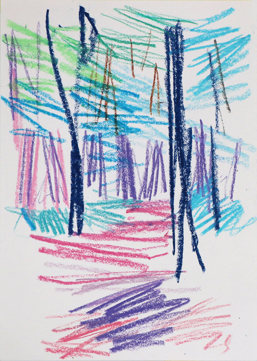 WaldWeg1, 202342 x 29,7 cmÖlstick auf Papier
